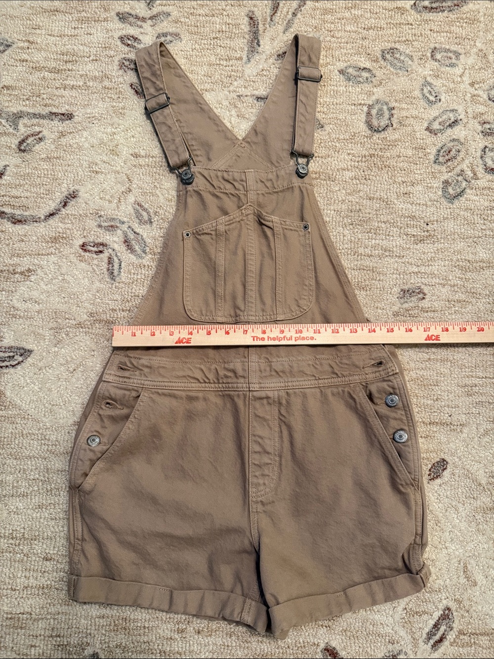 Old Navy Tan Short Denim Overall Shorts